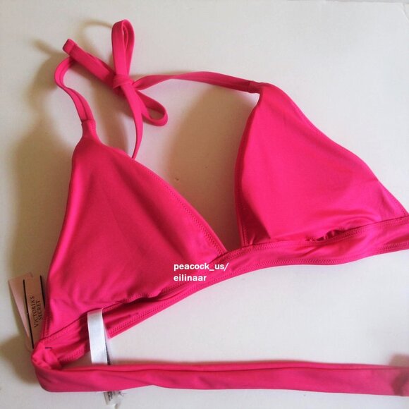 VICTORIAS SECRET Swim Push Up Triangle Bikini Top MEDIUM Removable Pad Hot Pink - Picture 5 of 6